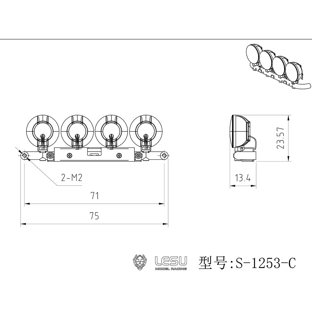 LESU Stainless Steel 1/14 Scale Headlight Spot Lamp for 770S R470 R620 RC Tractor Truck Model Radio Control Dumper Spare Part