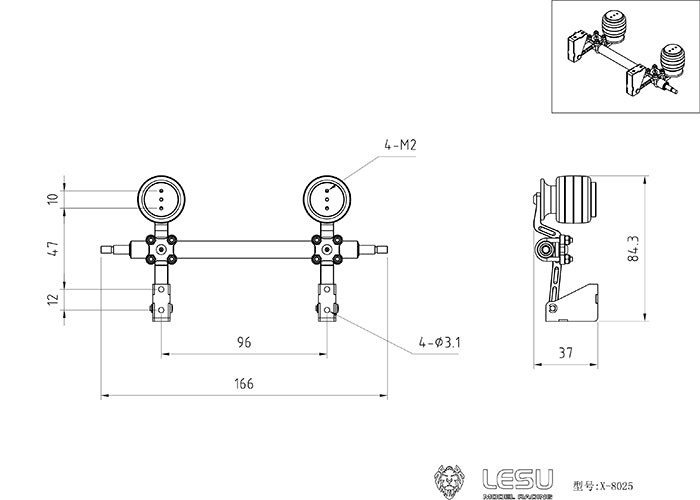 LESU Pneumatic Suspension Wheel Hub Tire Rear Taillight for 1/14 Remote Control Trailer Tractor Truck DIY Model Spare Parts