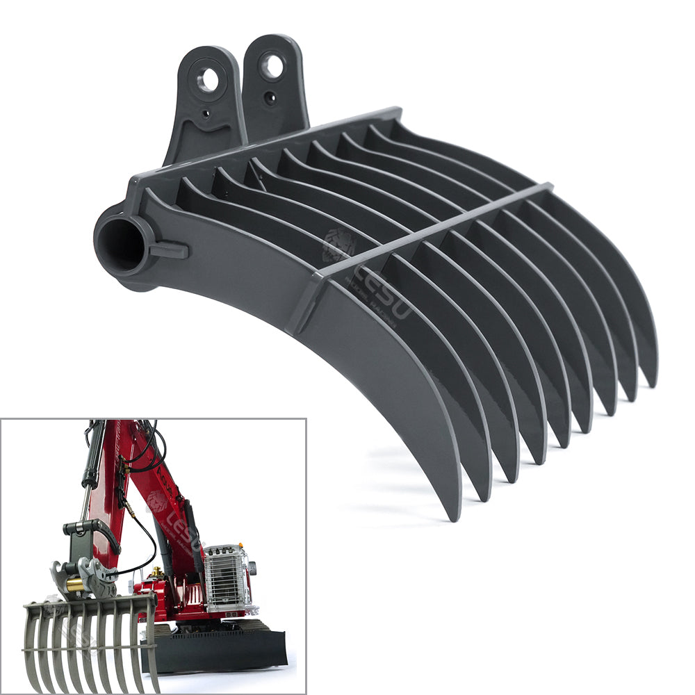 LESU Metal Stainless Nail Rake Bucket for 1/14 RC Hydraulic Excavator ET35 Remote Digger Upgraded Parts