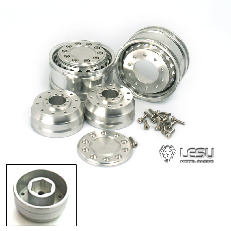 LESU Wide Front Wheel Hub Suitable for 1/14 DIY RC Truck Radio Controlled Model Upgrade Part Axle Hexagon Bearing Brake