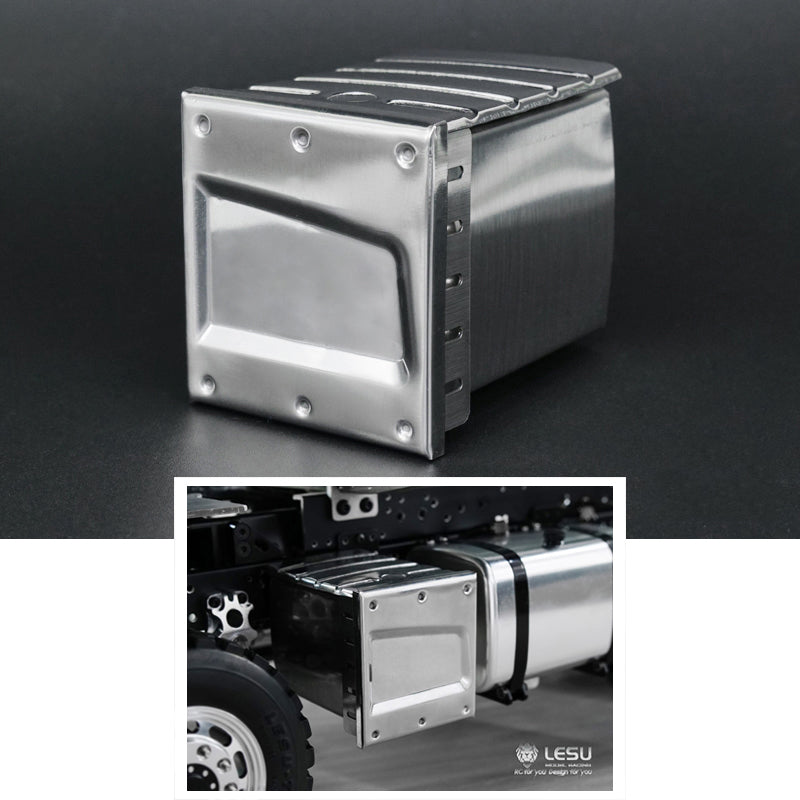 1/14 Scale LESU Metal Spare Part CNC Exhaust Tank ToolBox Suitable for RC Tractor Truck Trailer Dumper Tipper DIY Model Car