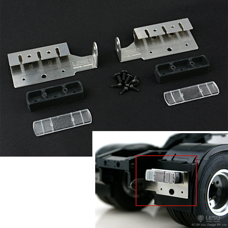 LESU 1/14 Rear Lights Exhaust Box Metal Pedal Second Plate Set ABS Plastic Car Body for RC Tractor Truck DIY Model Part