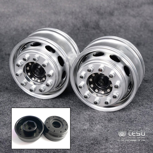 LESU 1/14 Scale Black Front Wheel Metal Hub DIY Upgrade Part Suitable for RC Tractors Truck Dumper Vehicle Model Accessory