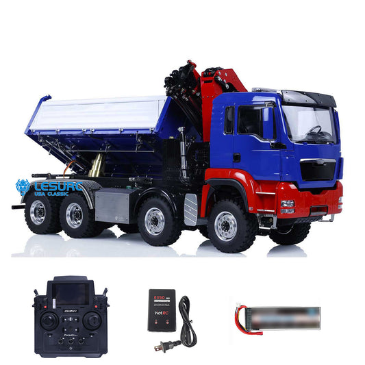LESU Z0063 1/14 Metal Hydraulic 3 Ways RC Dump Truck with Crane Paladin PL18EV Remote Controller 7CH Valve 2 Speed Transmission Sound Light System
