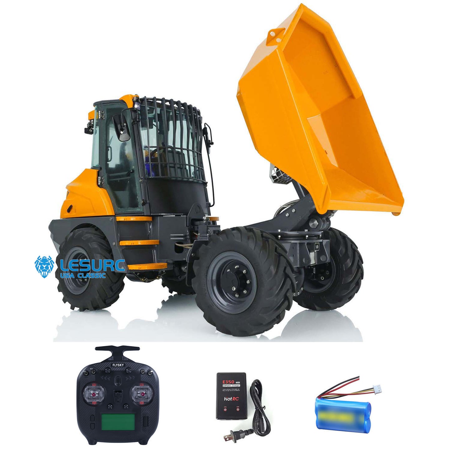 LESU AOUE 6MDX 1/14 Metal 4X4 Hydraulic Articulated RC Dumper Truck Differential Lock Axles Brushless ESC Sound Light System