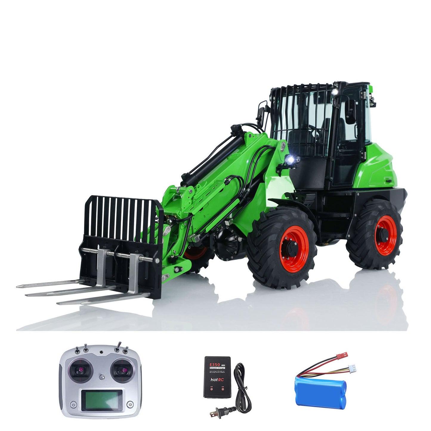IN STOCK LESU AT1050 1/14 Metal RC Hydraulic Telescopic Arm Loader with FlySky I6S Radio Controller Fork Bucket Light Sound System