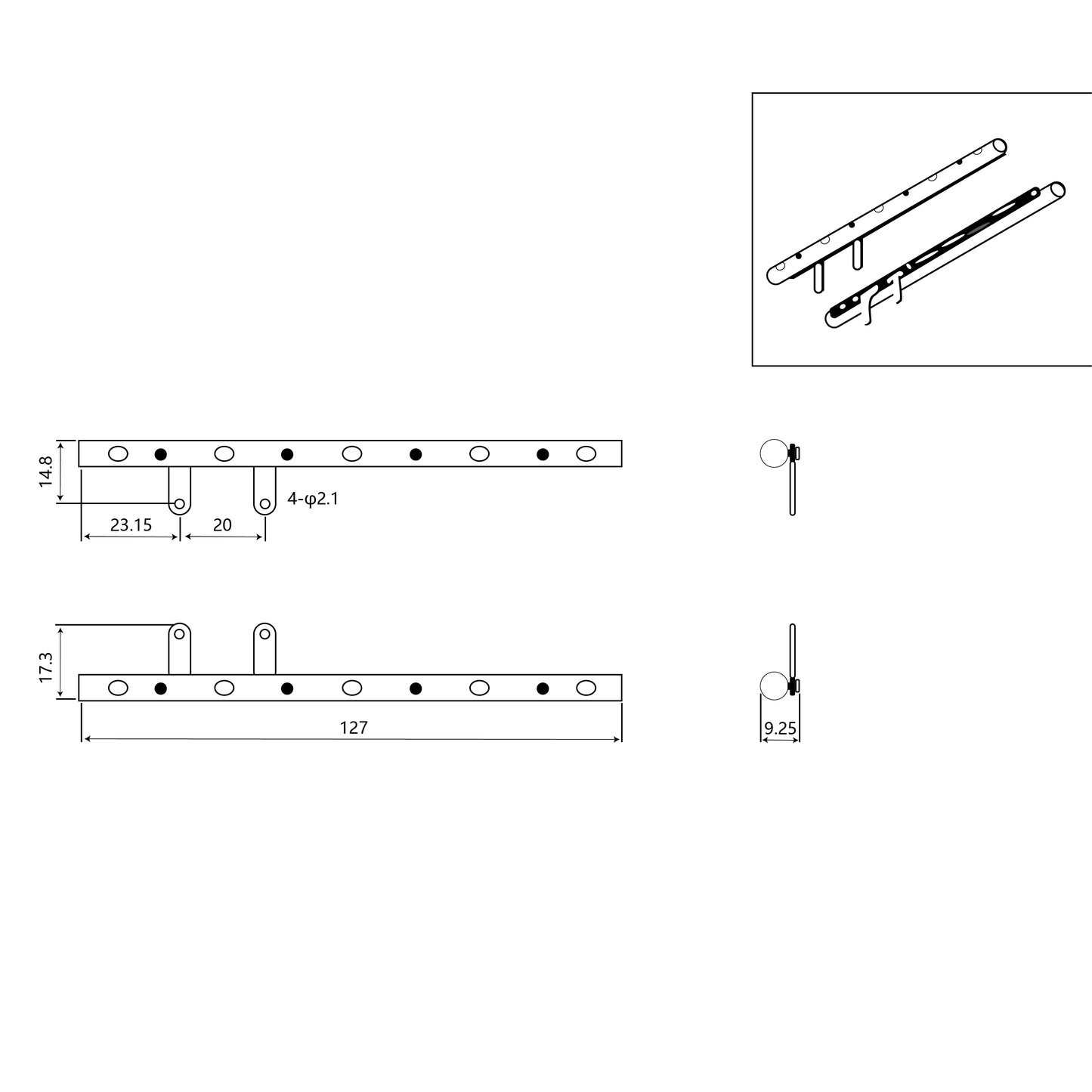 LESU 127MM 165MM Side Skirts Lamp LED Side Marker Lights Suitable for 1/14 Scale 2Axle DIY Radio Controlled Tractor Truck