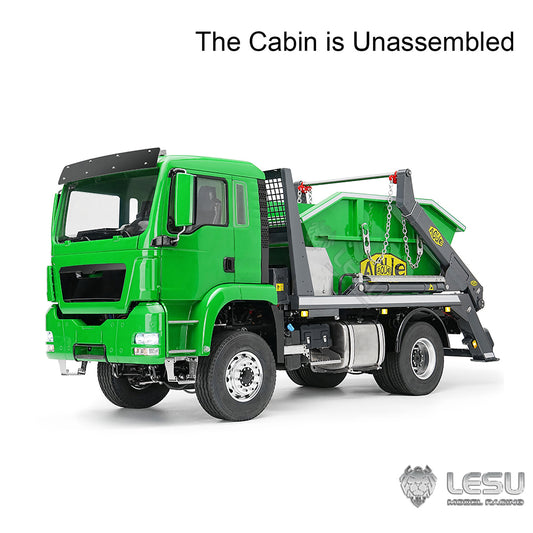 LESU 4X4 1/14 RC Hydraulic Swing Arm Garbage Truck Skip Loader TGS Paintied Car Simulation Vehicle Hobby Model 4CH Reversing Valve