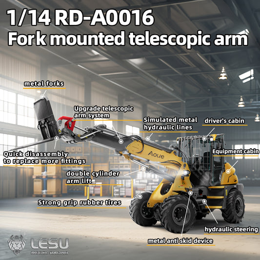 LESU 1/14 AT1050 RC Hydraulic Fork Loader Radio Control Car Telescopic Arm KIT/PNP Optional Versions Hobby Model ESC Servo Motor