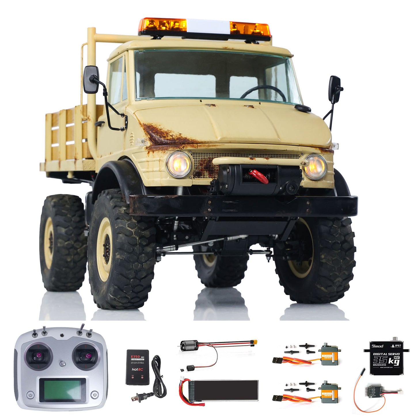 LESU 1/10 4x4 RC Crawler Trucks UM406 RTR Off-Road Vehicles Brushless Motor 2Speed Transmission Axle Locks I6S Radio System Battery Charger