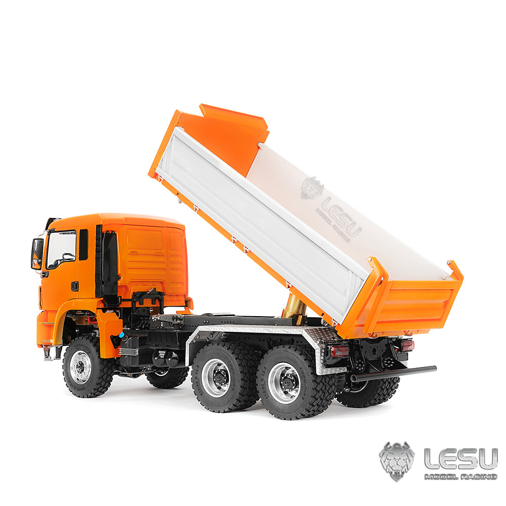 LESU 1/14 RC Hydraulic Dump Truck TGS 6x6 Metal Remote Control Dumper Car Model Construction Vehicle 3Speed Gearbox I6S Radio