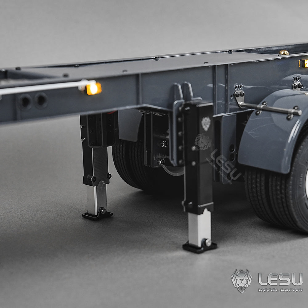 Metal LESU 3 Axles 1/14 Hydraulic Dump Trailer Model for RC Tractor Truck DIY TAMIYA With A0045 U-Bucket Electric Lifting Legs