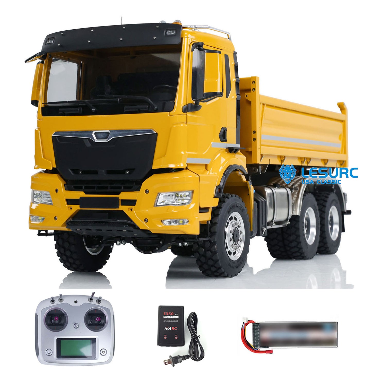 LESU Metal 6x6 1/14 RC Hydraulic Dump Truck 3-way Tipper Car Model I6S Radio Control Painted 3Speed Transmission