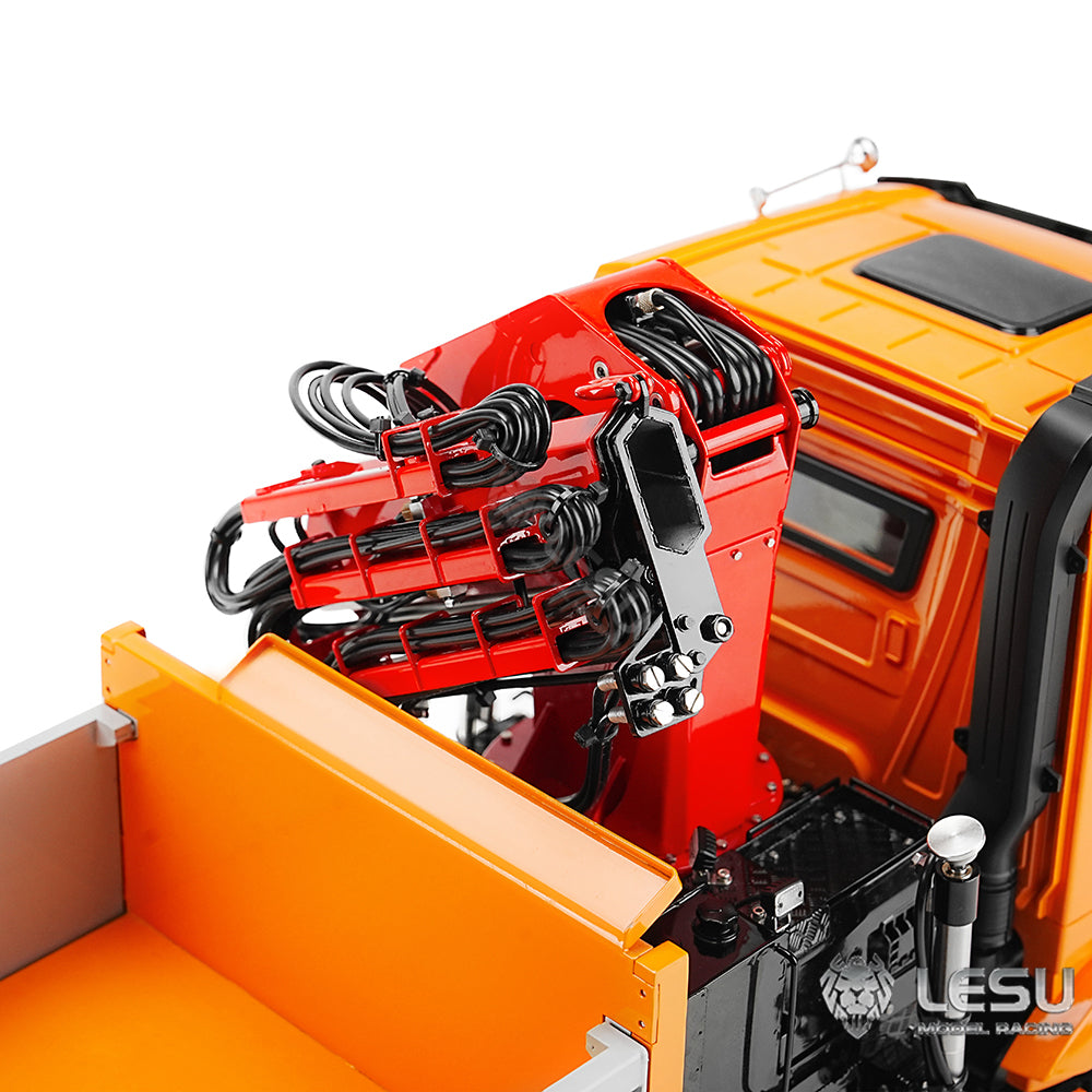 LESU 3348 1/14 Metal 8X8 Hydraulic 3 Ways RC Dump Truck with Crane 2 Speed Transmission 7CH Valve Sound Light for Scale Machinery Enthusiast