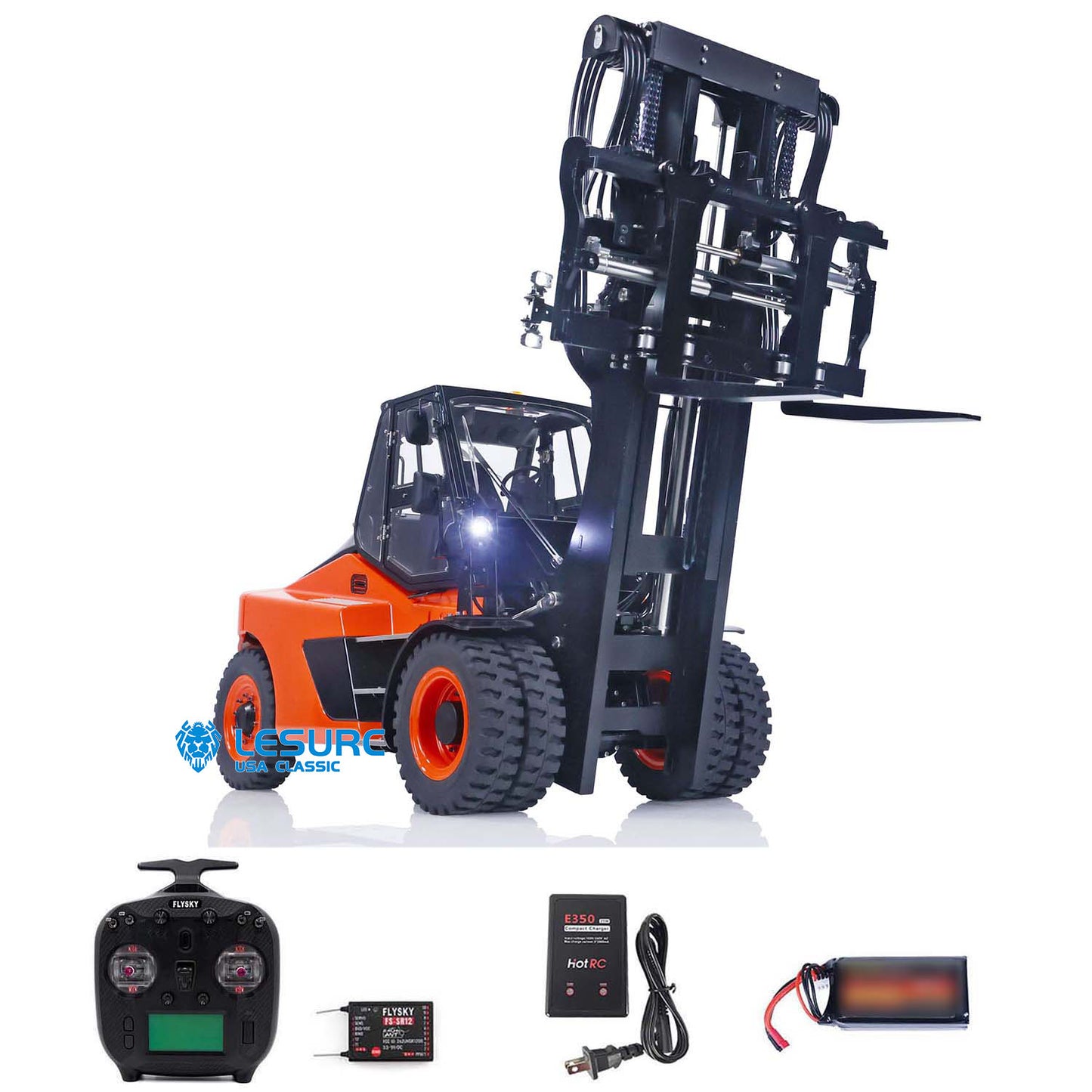 LESU AOUE LD160S 1/14 Metal Hydraulic RC Forklift FlySky ST8 Remote Controller and SR12 Receiver 6 Ways Reversing Valve Sound Light System