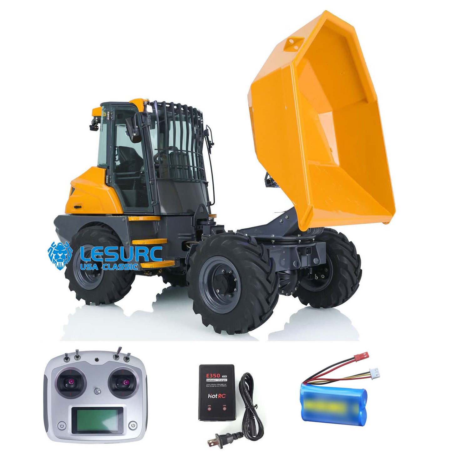 In Stock LESU 1/14 Scale Metal Remote Controlled Hydraulic Articulated Dumper AOUE 6MDX Ready To Run 4X4 Tipper Truck W/ Sound Light System