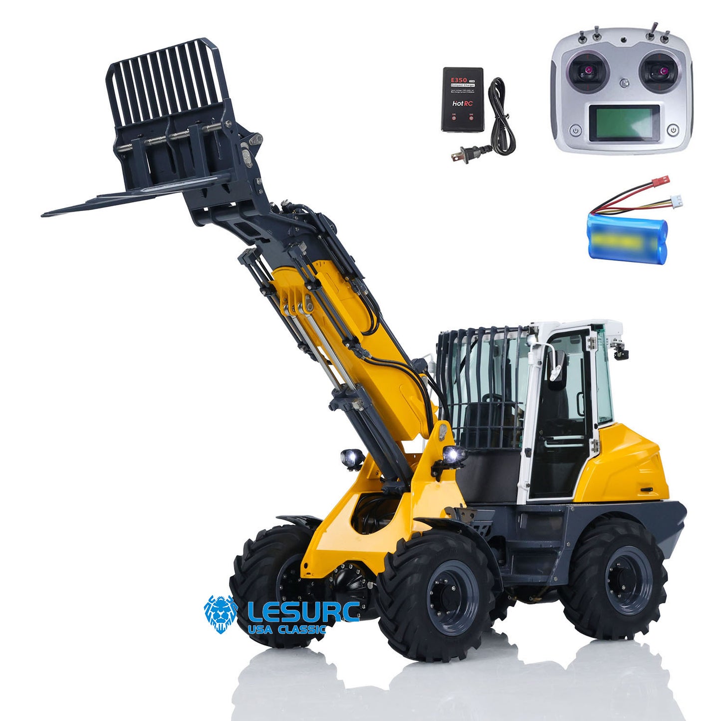 LESU Aoue AT1050 1/14 Metal RC Hydraulic Telescopic Fork Loader A0016 with FlySky I6S Radio Controller Light Sound for Scale Model Collectors
