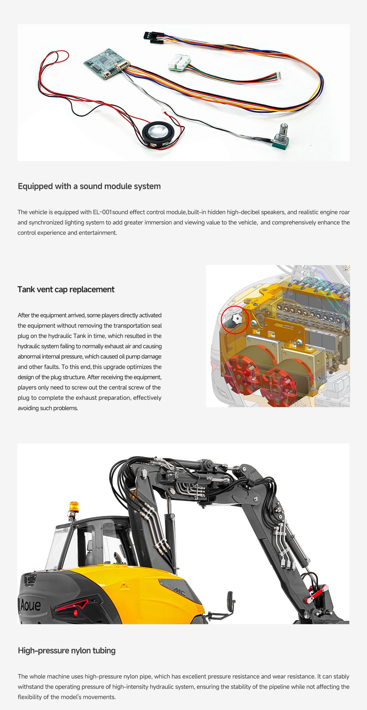 LESU Metal 1/14 Hydraulic RC Excavator MC15 4 Arms Remote Control Digger Model 9 Ways Valve Dual Pumps Light Sound Radio Battery