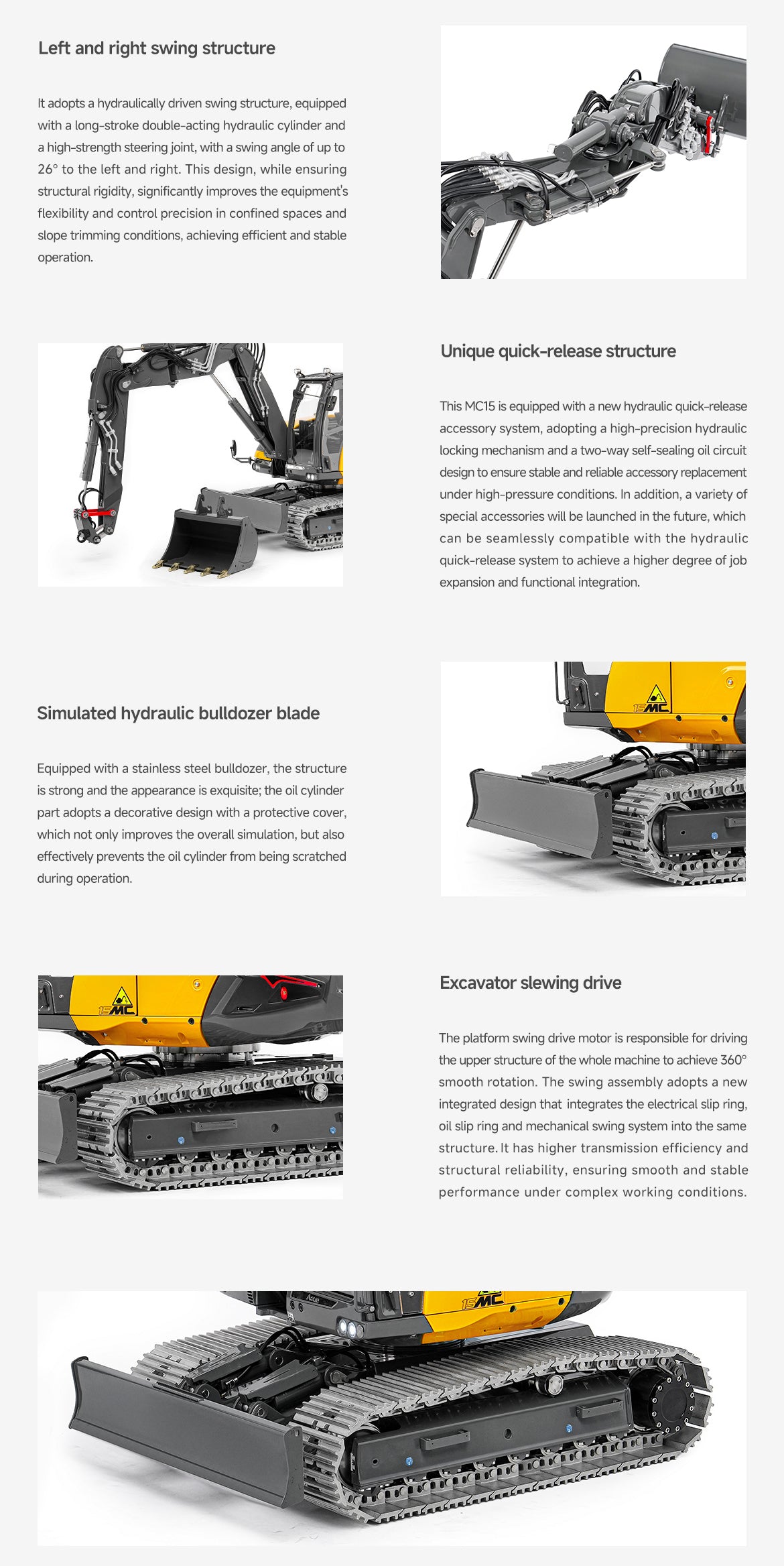 LESU Metal 1/14 Hydraulic RC Excavator MC15 4 Arms Remote Control Digger Model 9 Ways Valve Dual Pumps Light Sound Radio Battery
