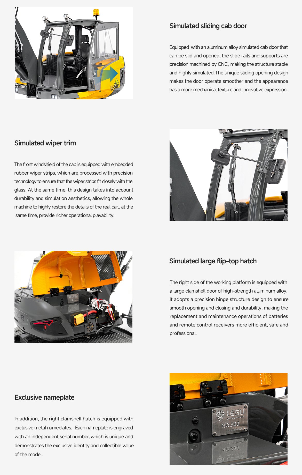 LESU Metal 1/14 Hydraulic RC Excavator MC15 4 Arms Remote Control Digger Model 9 Ways Valve Dual Pumps Light Sound Radio Battery