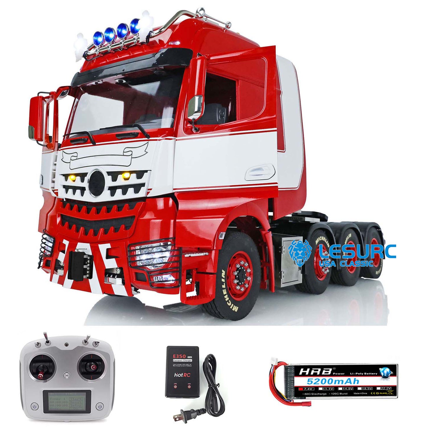 1/14 LESU 8X8 RC Tractor Truck Metal Chassis 3Speed Transmission Lock Diff Axles DIY Cabin Motor Smoke Unit Light Sound Radio