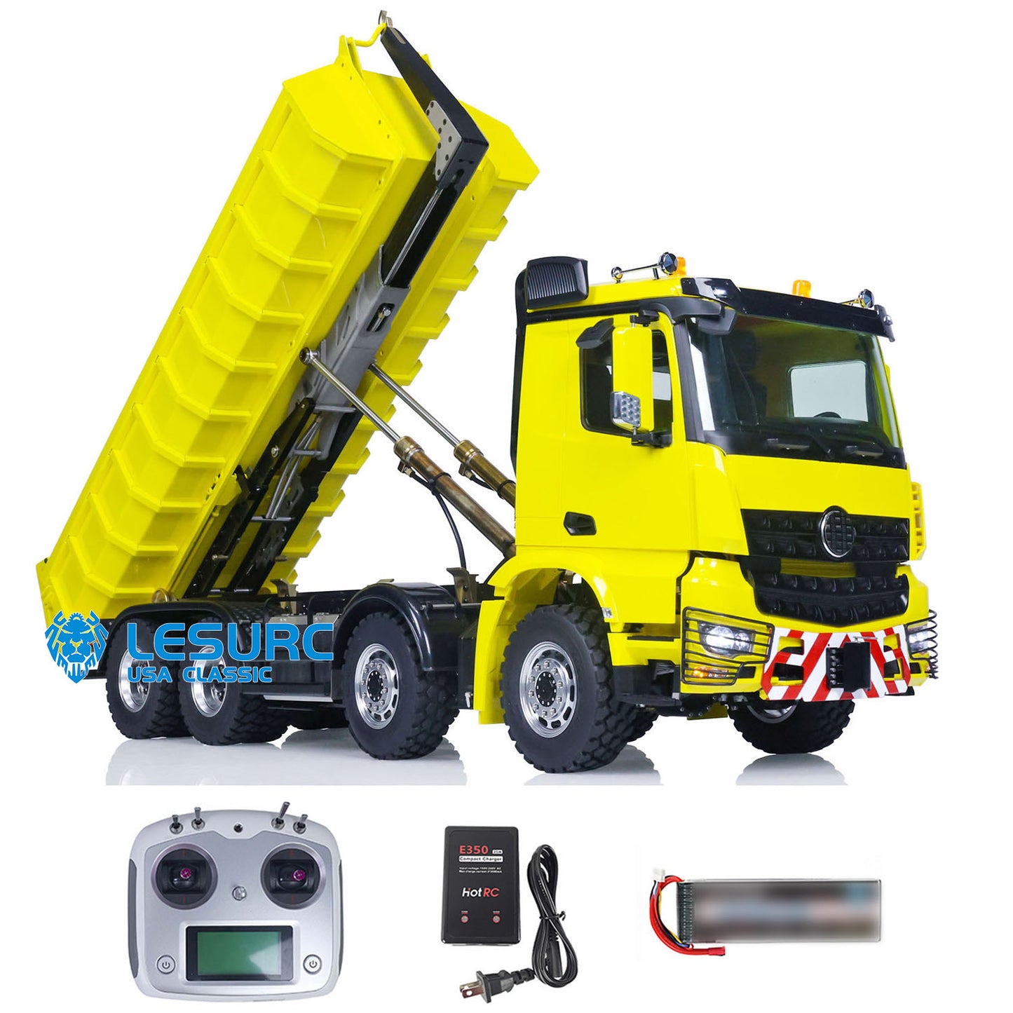 LESU Z0036 1/14 Metal 8x8 Hydraulic RC Roll On Off Dump Truck with 2 Speed Transmission Light Sound Hooks for Engineering Model Hobbyists