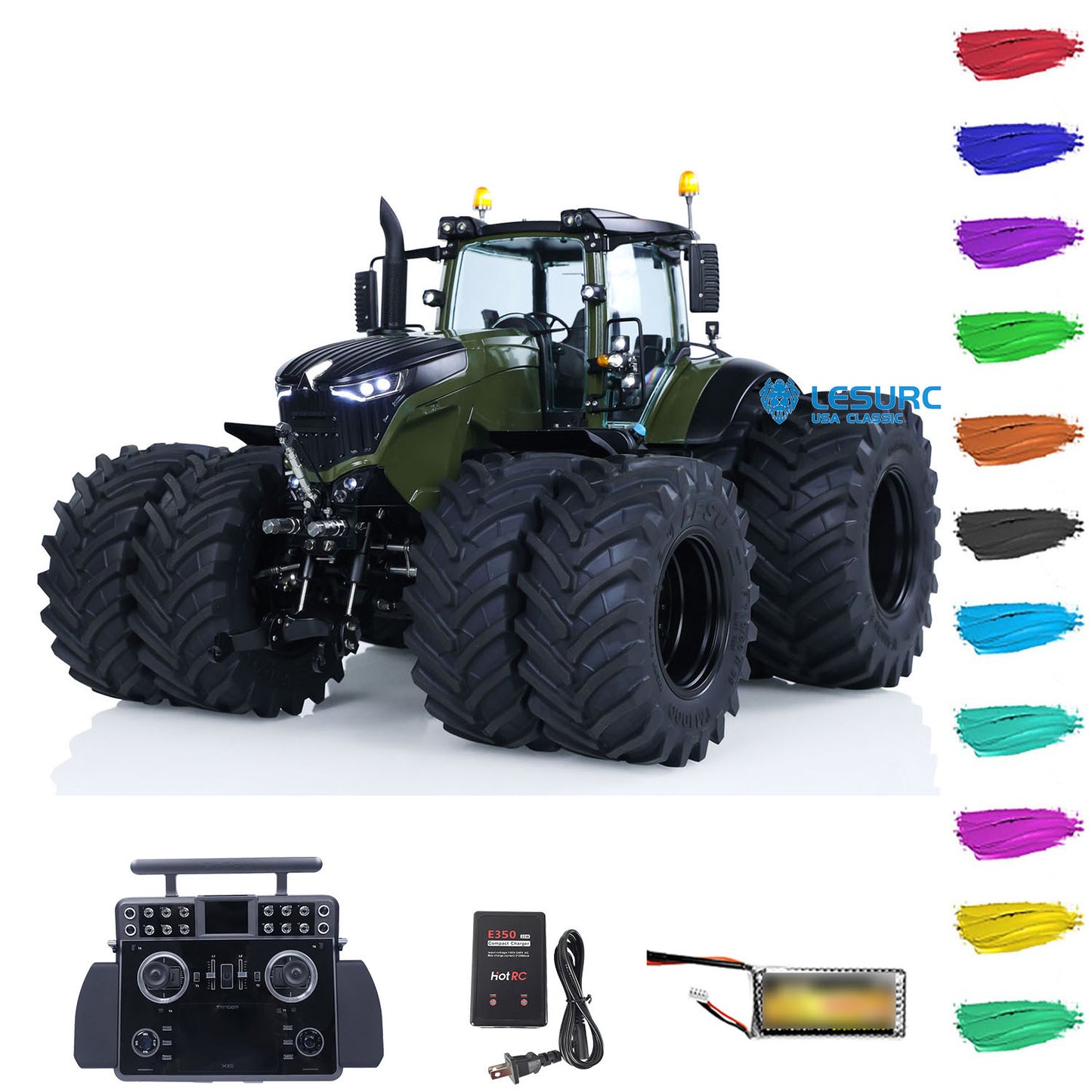 LESU AOUE 1050 Metal 1/14 Hydraulic RC Tractor Model 4x4 Agricultural Vehicle Double Wheels Frsky XE Radio Battery Smoke Sound