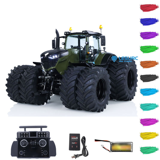 LESU AOUE 1050 Metal 1/14 Hydraulic RC Tractor Model 4x4 Agricultural Vehicle Double Wheels Frsky XE Radio Battery Smoke Sound