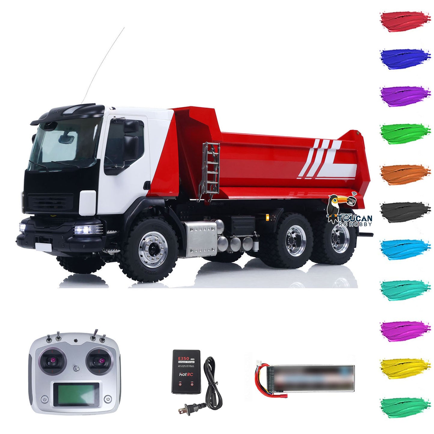 LESU 1/14 6*6 Z0032 Metal Hydraulic RC 3 Axles Dumper Truck With Front Multi Stage Cylinder U bucket I6S Radio System Model