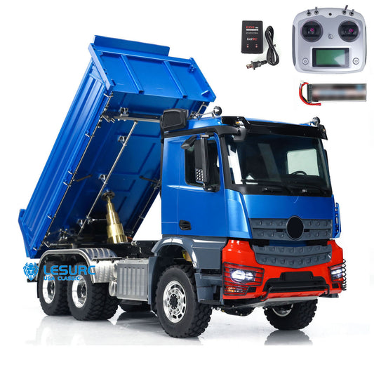 LESU K3363 Cabin 1/14 Metal 6x6 RC Hydraulic Dump Truck Model FlySky I6S Radio Controller 3 Speed Transmission Differential Lock for Club Events