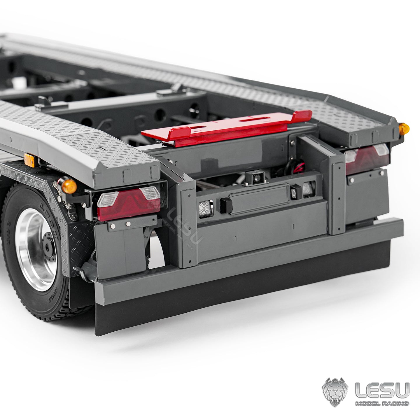 Finished 1/14 Metal RC Trailer A0065 Model Front Wheel Steerable for LESU Radio Controlled Hydraulic Roll on off Dumper Tipper