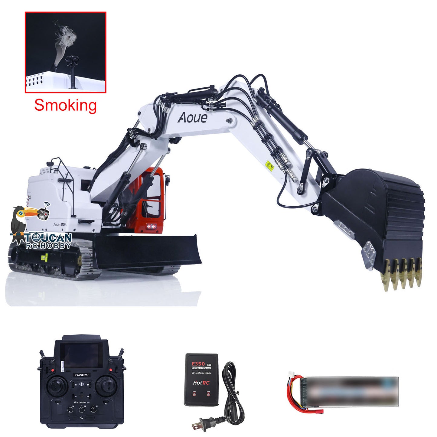 Metal LESU 1/14 RC Hydraulic Short Tail 3 Arms Tracked Excavator Model Aoue ET26L Digger With Radio System Simulated GPS