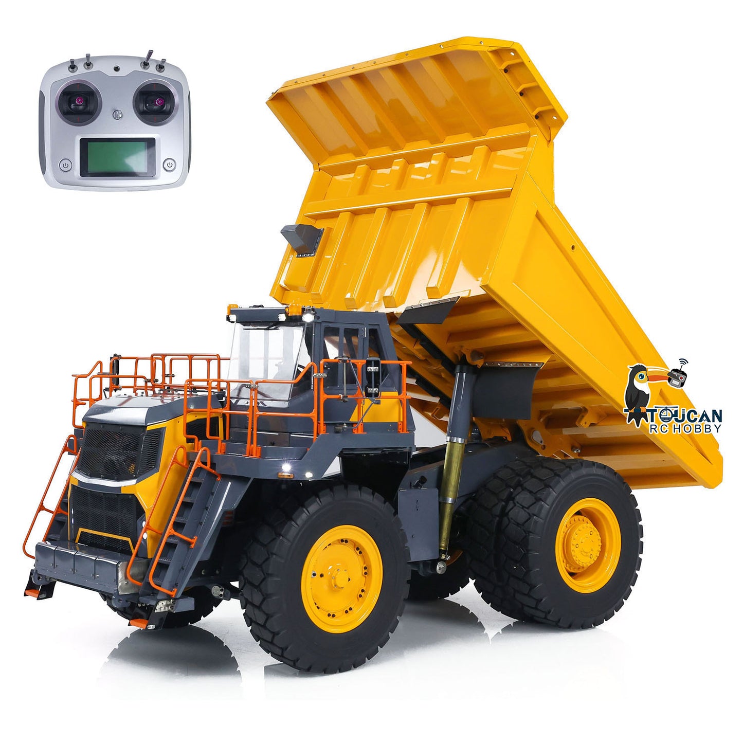 LESU 1/16 Aoue R100E Metal Hydraulic RC Mine Truck Car Dumper Construction Vehicle Already Ready To Run I6S Radio Controller Light