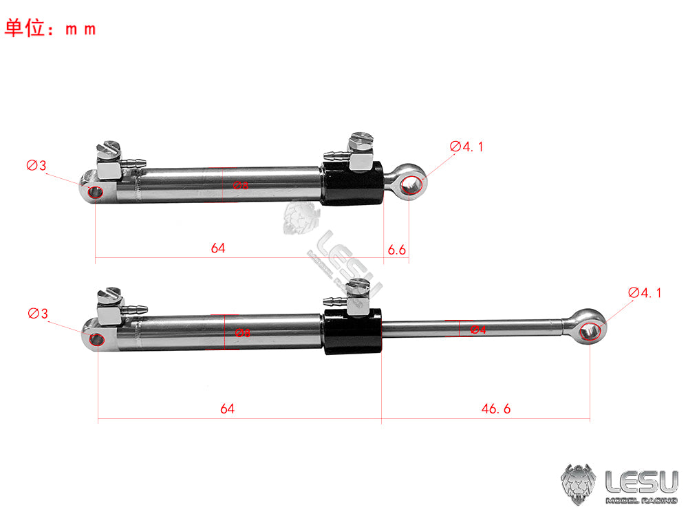 Metal Toolbox Part Hydraulic Cylinder for 1/14 RC LESU Hydraulic Truck Car DIY Model Spare Parts Replacements Accessories