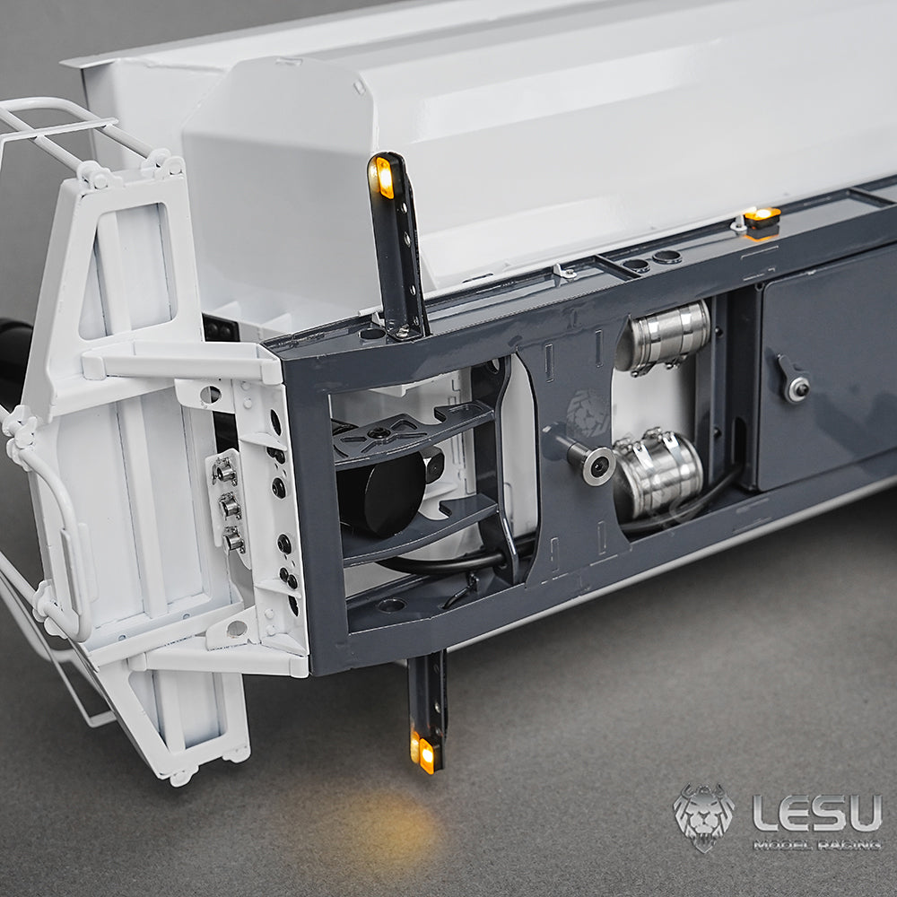 Metal LESU 3 Axles 1/14 Hydraulic Dump Trailer Model for RC Tractor Truck DIY TAMIYA With A0045 U-Bucket Electric Lifting Legs