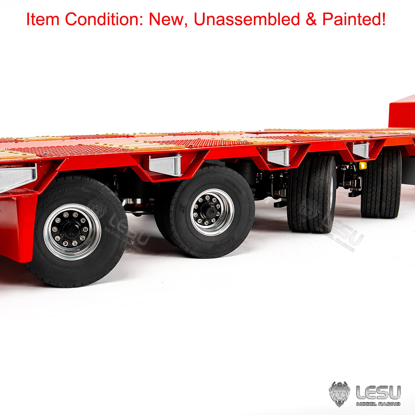 LESU 1/14 Metal Trailer Hydraulic Lifting Tailboard 4 Axles Steering Available Electric Support Legs for DIY RC Tractor Truck