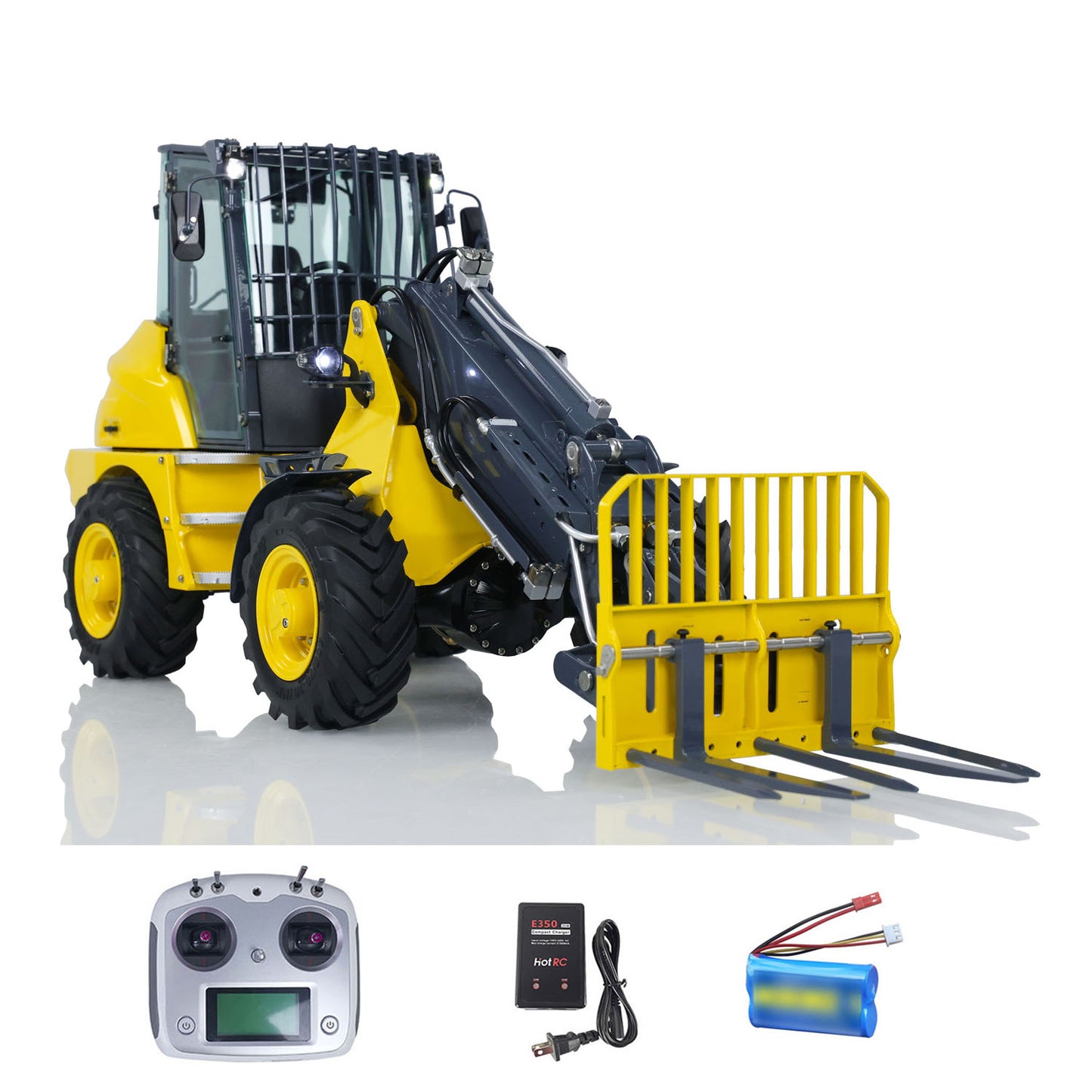 IN STOCK LESU AT1050 1/14 Metal RC Hydraulic Telescopic Arm Loader with FlySky I6S Radio Controller Fork Bucket Light Sound System