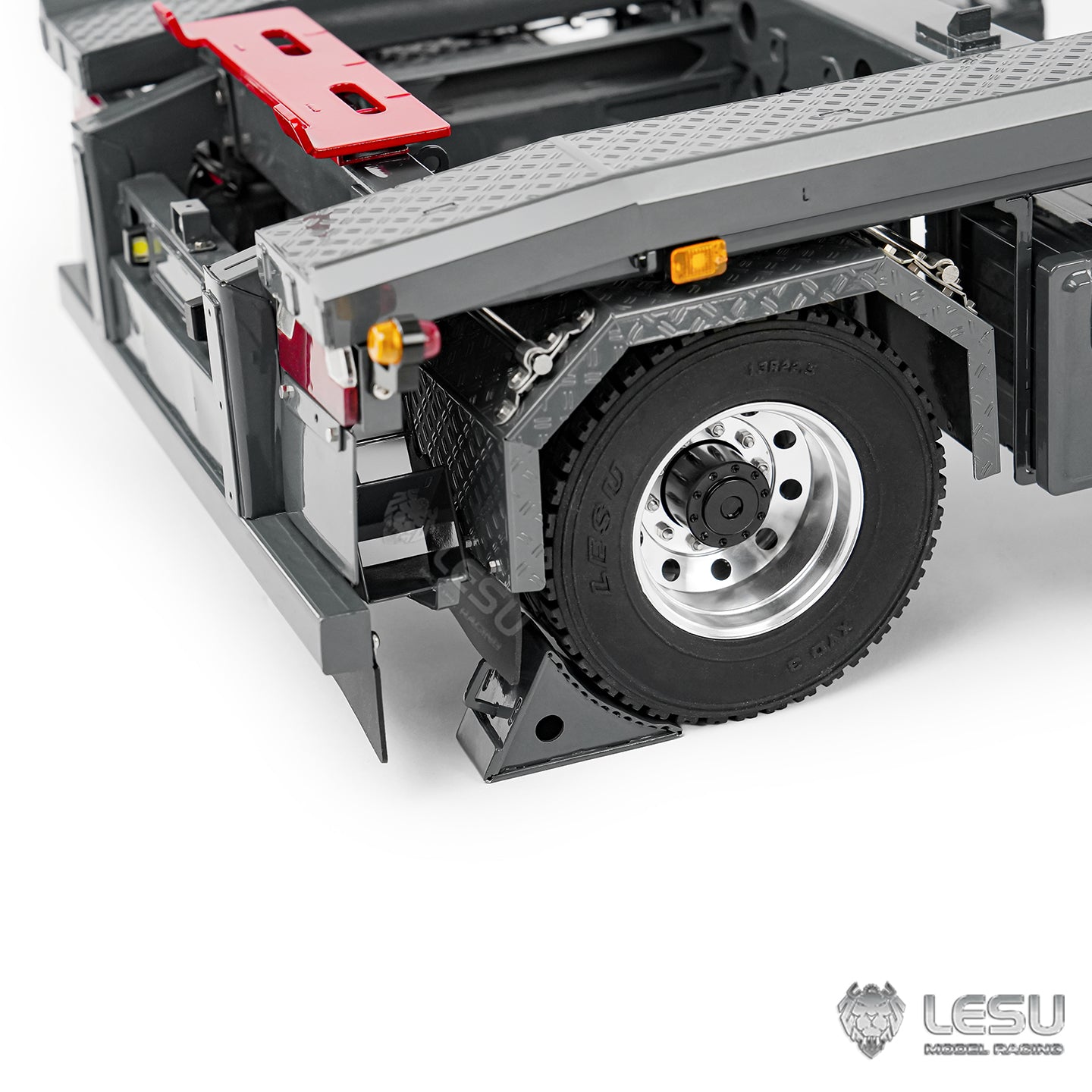 Finished 1/14 Metal RC Trailer A0065 Model Front Wheel Steerable for LESU Radio Controlled Hydraulic Roll on off Dumper Tipper