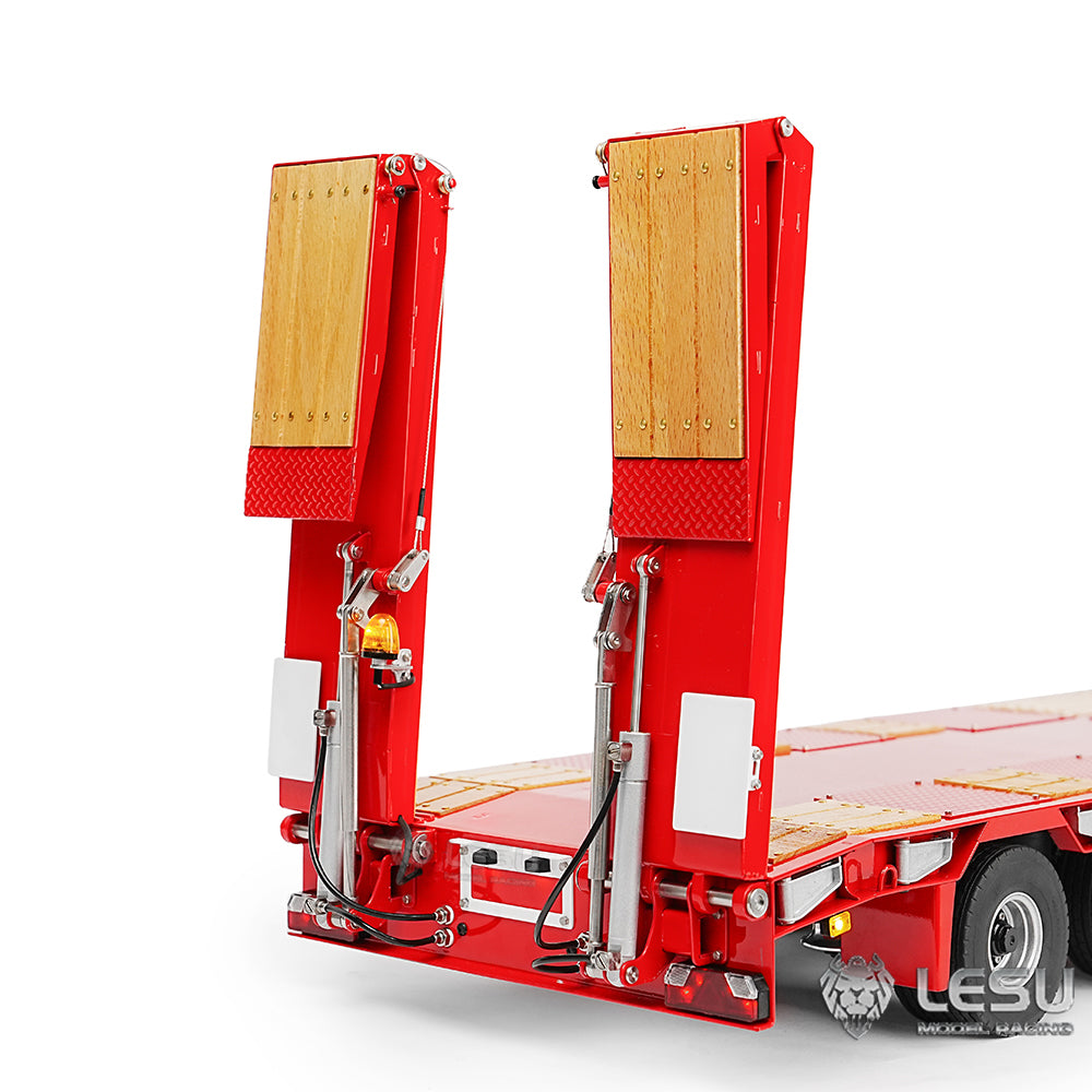 LESU A0041 1/14 Metal Trailer Hydraulic Lifting Tailboard with Landing Legs 3 Axles Chassis for RC Tractor Truck DIY Construction Model
