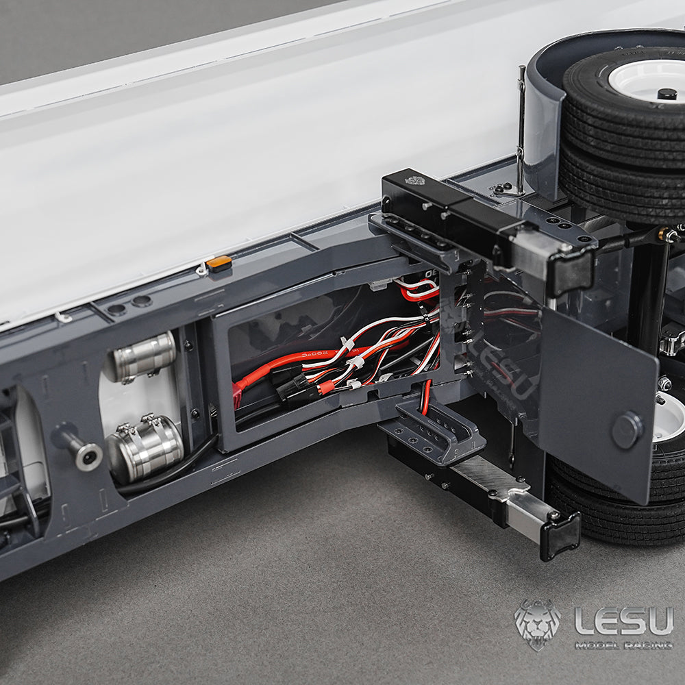 Metal LESU 3 Axles 1/14 Hydraulic Dump Trailer Model for RC Tractor Truck DIY TAMIYA With A0045 U-Bucket Electric Lifting Legs
