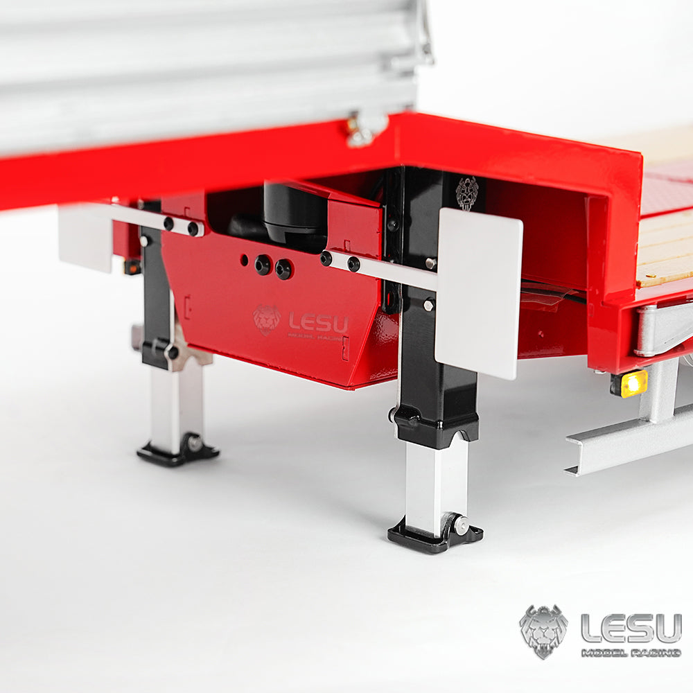 LESU A0041 1/14 Metal Trailer Hydraulic Lifting Tailboard with Landing Legs 3 Axles Chassis for RC Tractor Truck DIY Construction Model