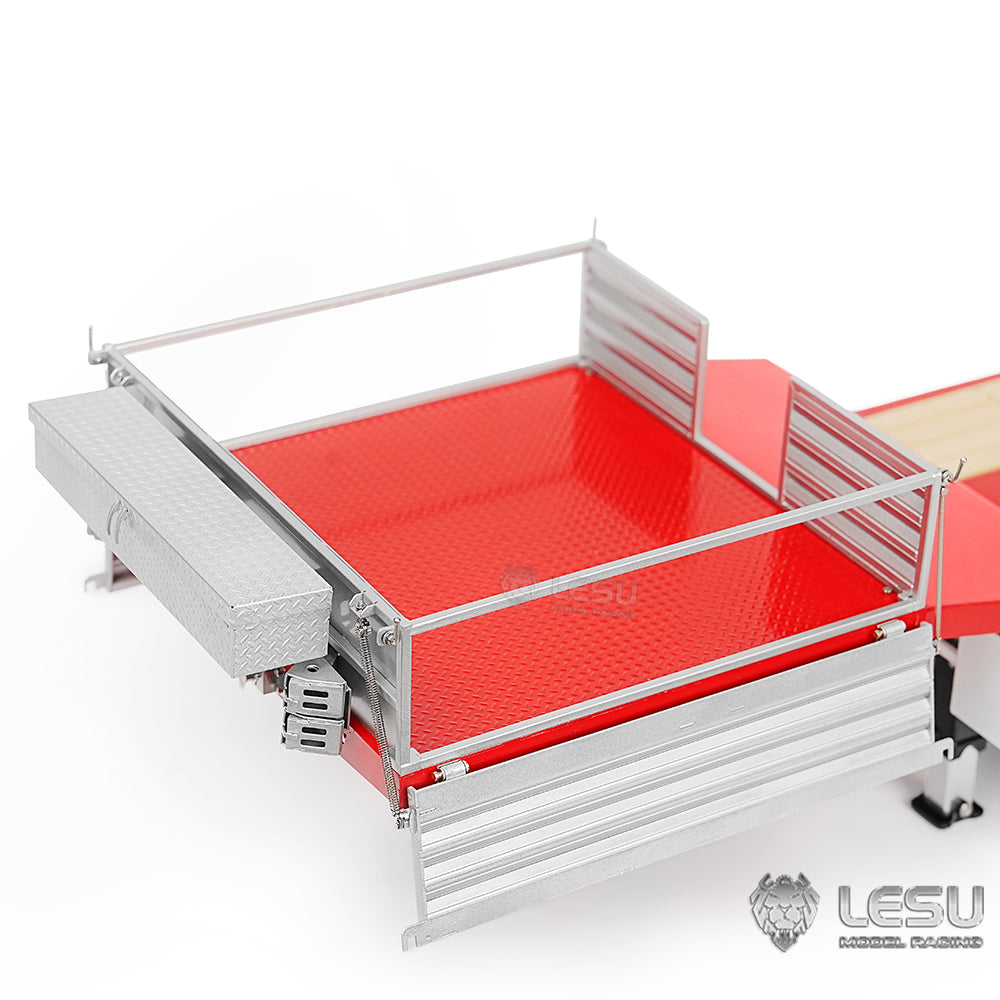 LESU A0041 1/14 Metal Trailer Hydraulic Lifting Tailboard with Landing Legs 3 Axles Chassis for RC Tractor Truck DIY Construction Model