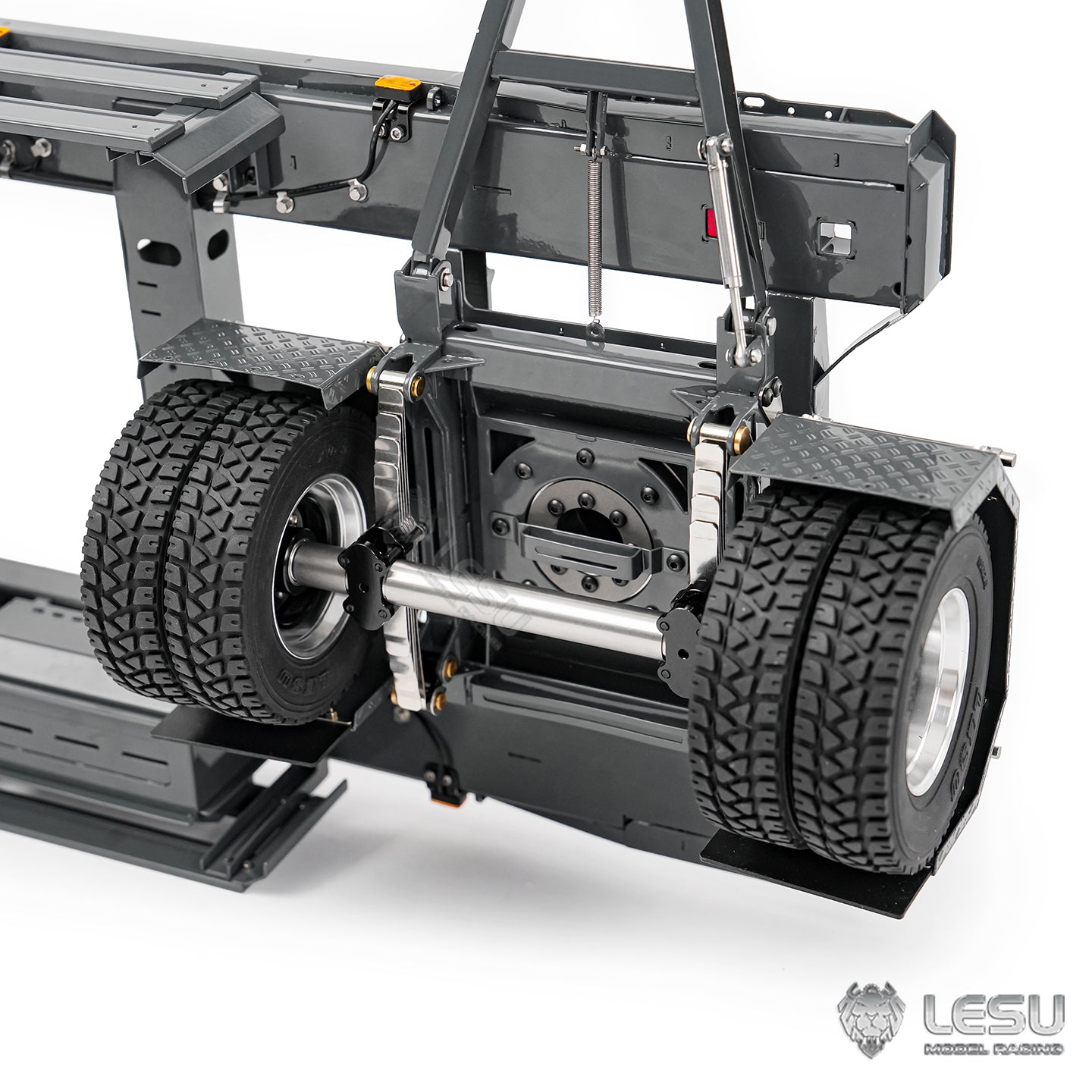 Finished 1/14 Metal RC Trailer A0065 Model Front Wheel Steerable for LESU Radio Controlled Hydraulic Roll on off Dumper Tipper