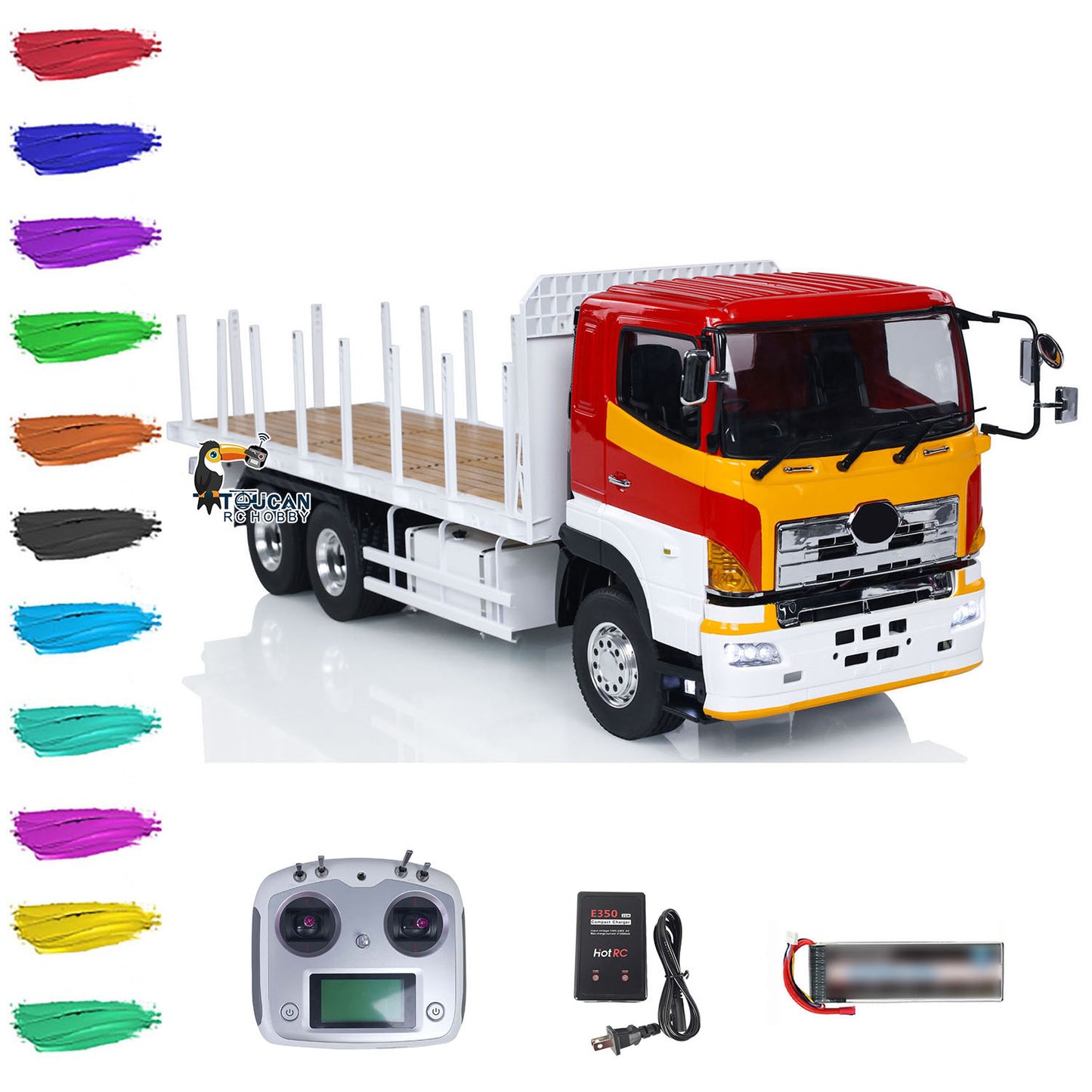 LESU 1/14 6x4 RTR RC Timber Truck Metal Remote Controlled Flatbed Lorry Trailer Simulation Car DIY Light Sound System