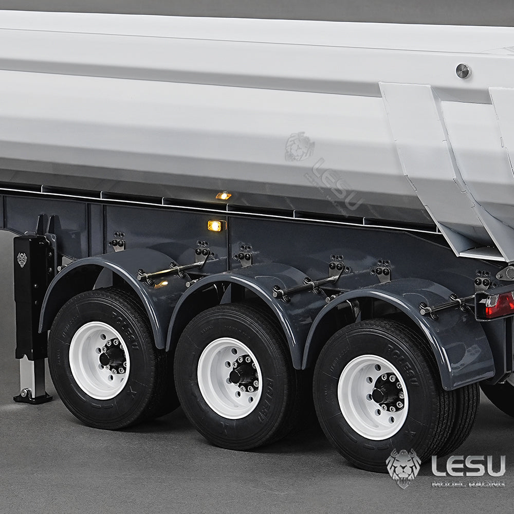 Metal LESU 3 Axles 1/14 Hydraulic Dump Trailer Model for RC Tractor Truck DIY TAMIYA With A0045 U-Bucket Electric Lifting Legs