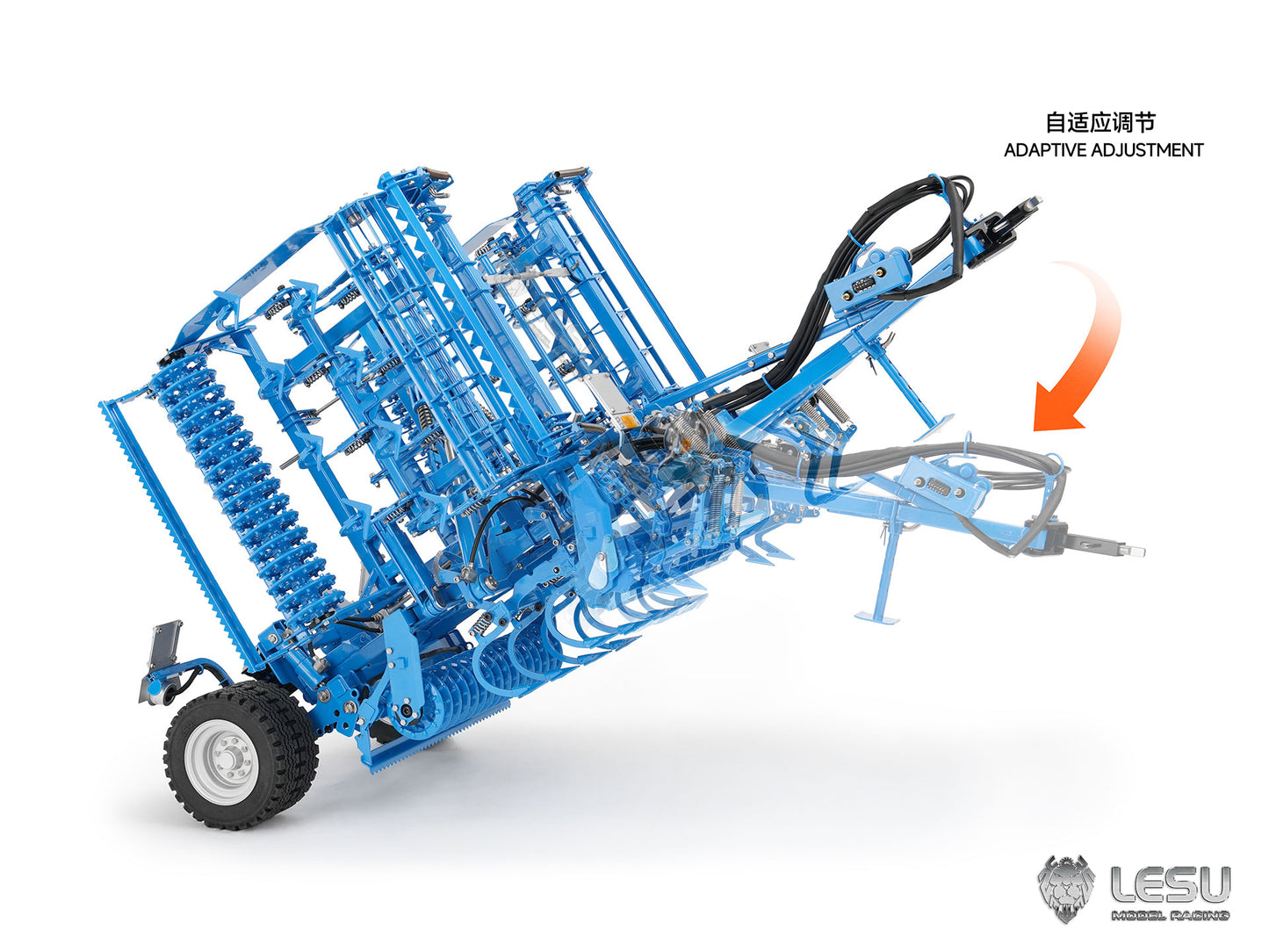 Metal LESU K500 Seedbed Pre-sowing Soil Preparation Machine Planter Plough for 1/14 RC Hydraulic Farm Tractor AOUE 1050 Model