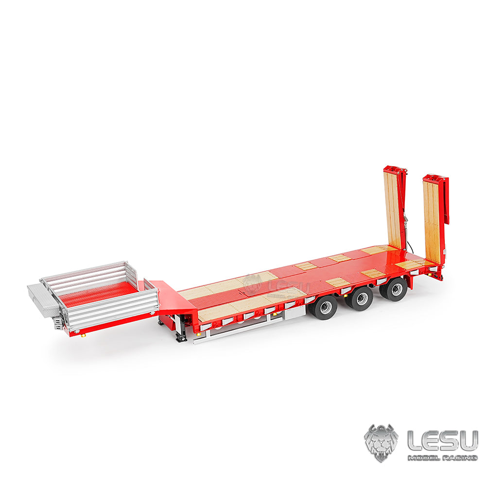 LESU A0041 1/14 Metal Trailer Hydraulic Lifting Tailboard with Landing Legs 3 Axles Chassis for RC Tractor Truck DIY Construction Model