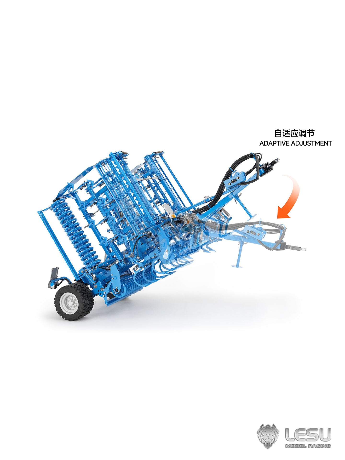 LESU Metal 4x4 1/14 RC Tractor Truck AOUE 1050 K500 Seedbed Pre-sowing Soil Preparation Planter Plough Hydraulic Agricultural Vehicles Frsky PL18EV Lite