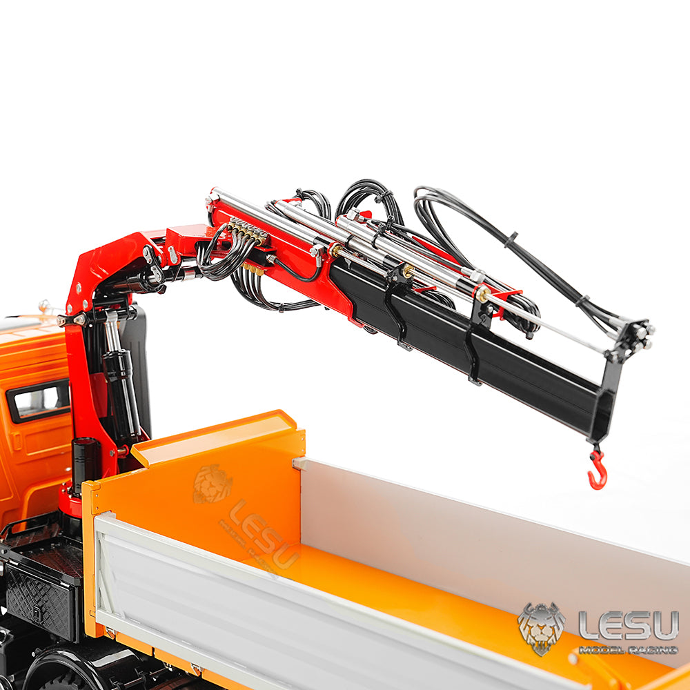 LESU 3348 1/14 Metal 8X8 Hydraulic 3 Ways RC Dump Truck with Crane 2 Speed Transmission 7CH Valve Sound Light for Scale Machinery Enthusiast