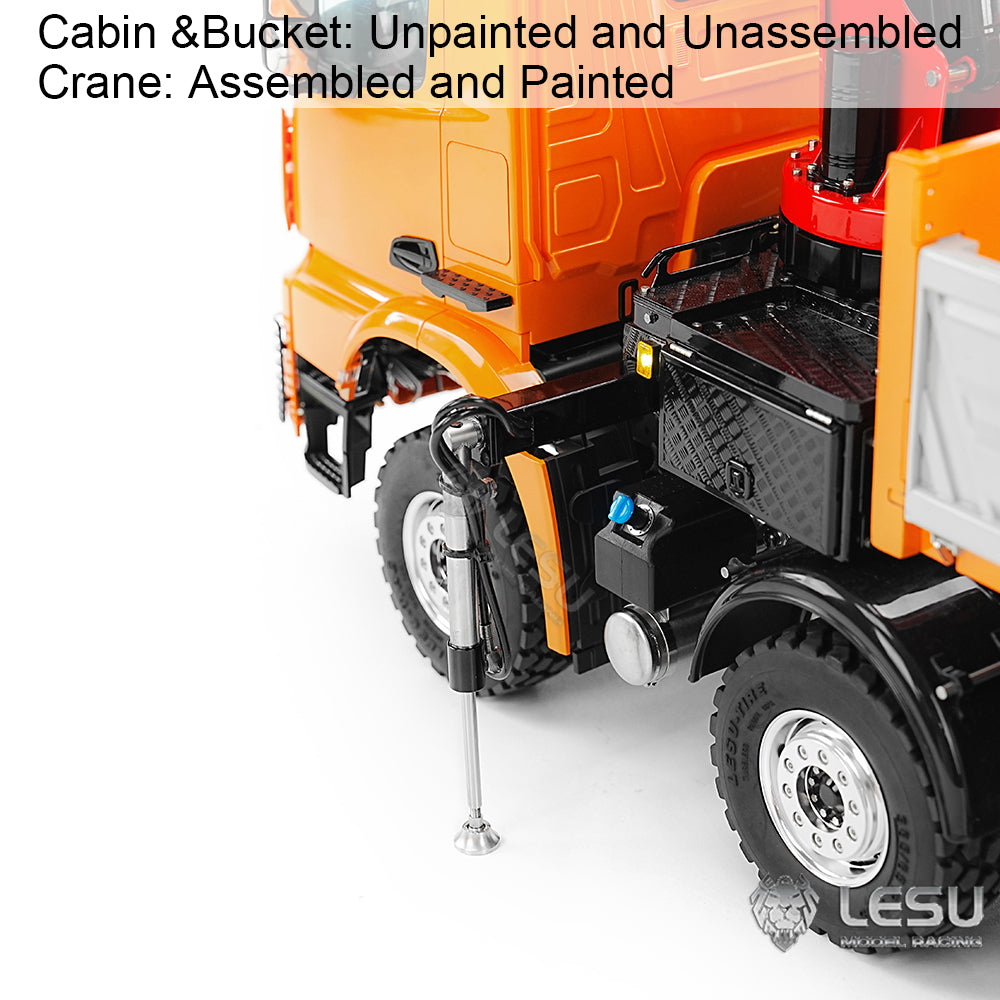 LESU 3348 8X8 RC Hydraulic Dump Truck 3-Ways 1/14 Remote Control Crane Tipper Engineering Vehicle Model 2Speed Gearbox Sound